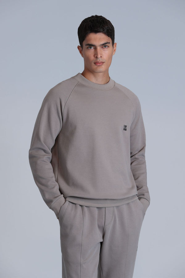 Lufian Oversize Erkek Sweatshirt - Minimalist Stil, Uzun Kol, Yuvarlak Yaka