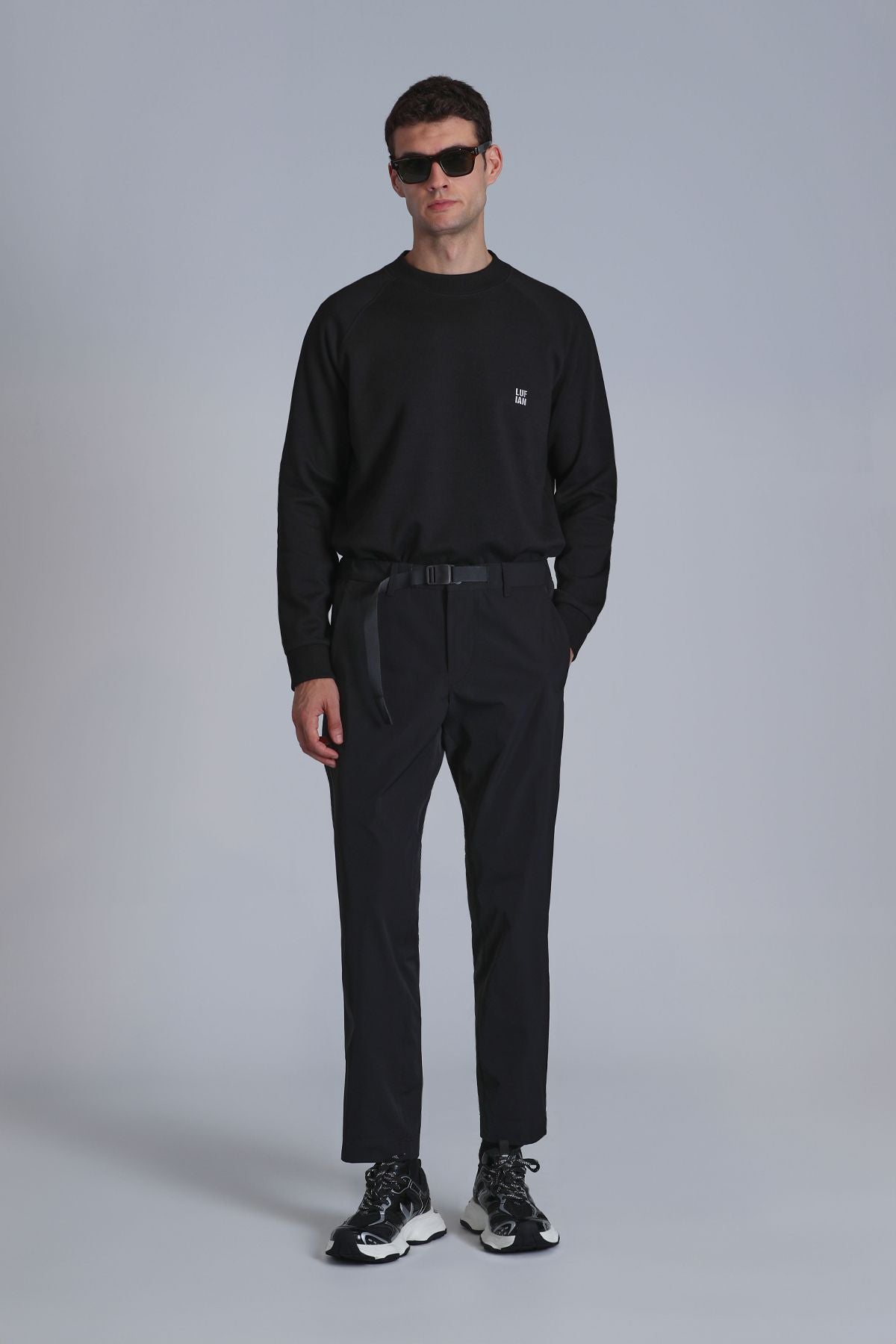 Lufian Oversize Erkek Sweatshirt - Minimalist Stil, Uzun Kol, Yuvarlak Yaka