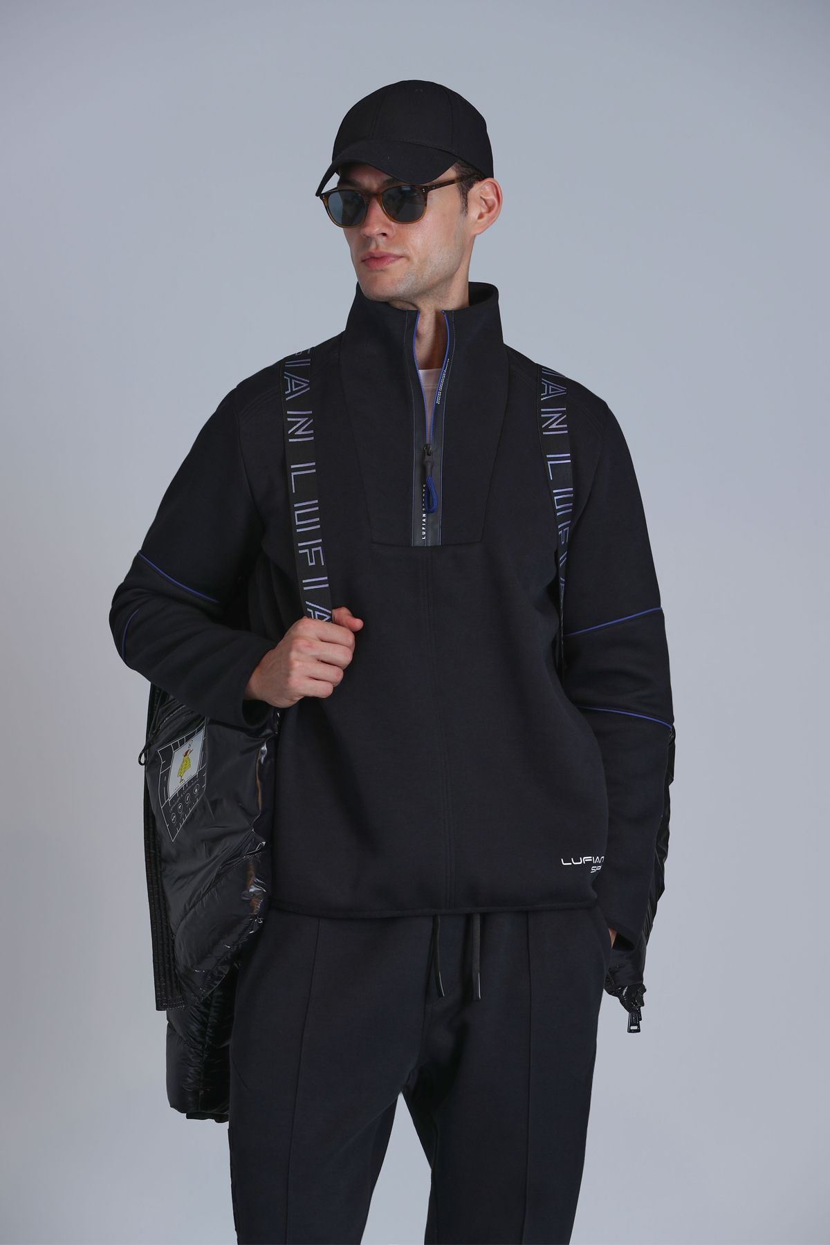 Lufian Minimalist Oversize Erkek Sweatshirt - Yarım Fermuarlı, Günlük Translation missing: ar.content.product_image_main