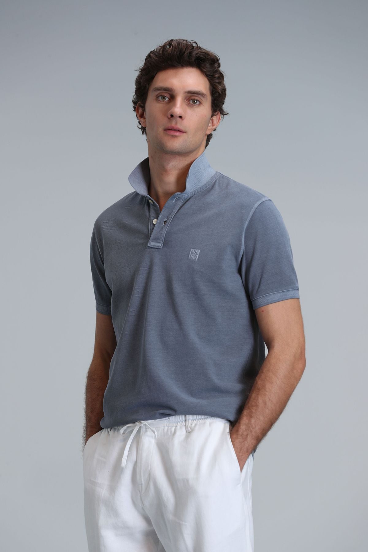 Lufian Minimalist Polo Yaka Kısa Kol Erkek T-Shirt - Günlük Stil