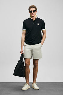 Lufian Erkek Regular Fit Polo Yaka Pike Kumaş Nakışlı Kısa Kollu T-Shirt