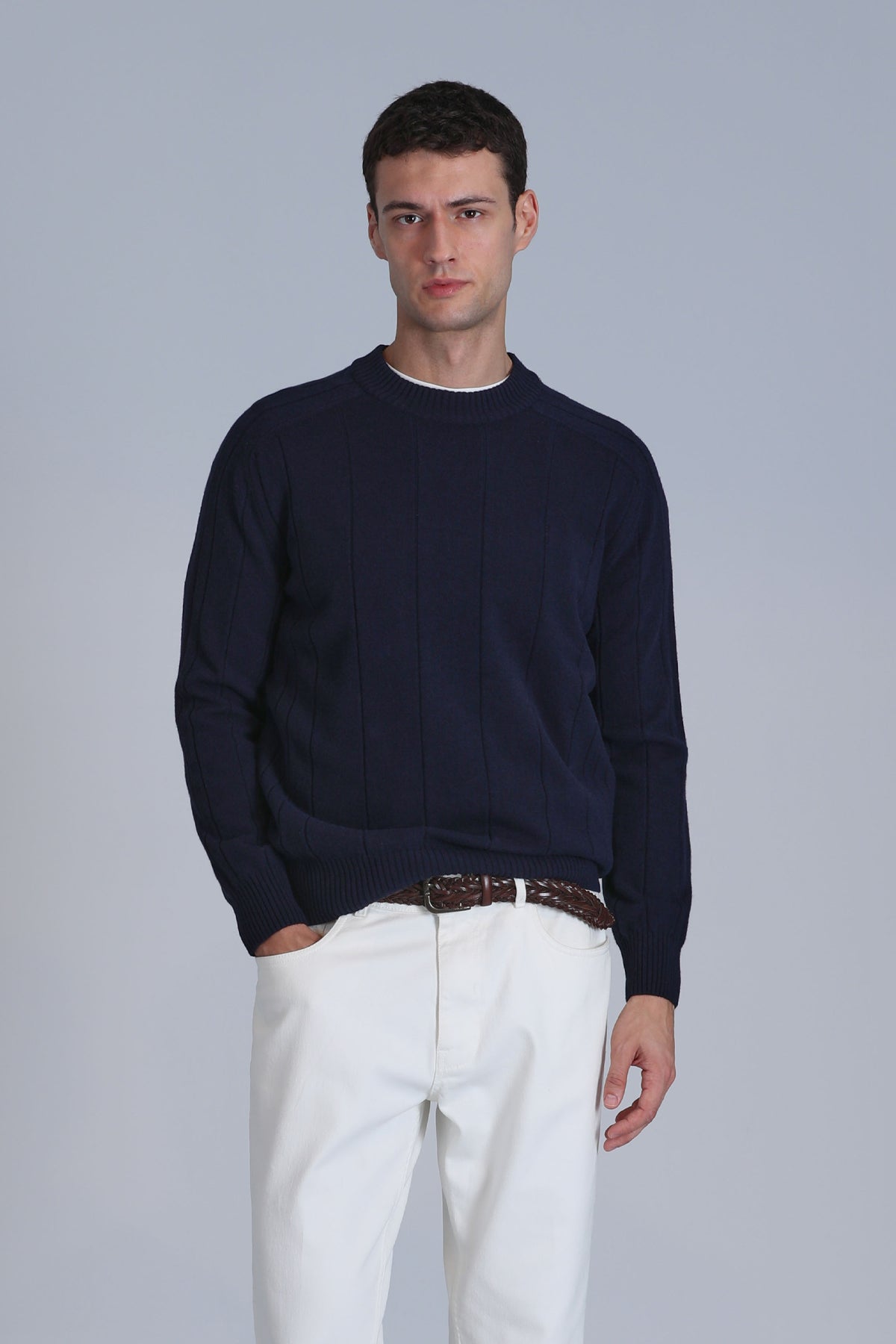 Lufian Minimalist Erkek Kazak - Oversize, Uzun Kol, Yuvarlak Yaka Translation missing: ar.content.product_image_main