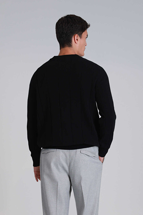 Lufian Minimalist Erkek Kazak - Oversize, Uzun Kol, Yuvarlak Yaka
