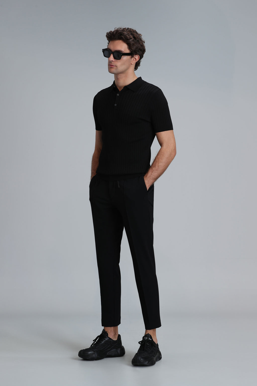 Lufian Minimalist Polo Yaka Kısa Kol Erkek Kazak - Günlük Şıklık