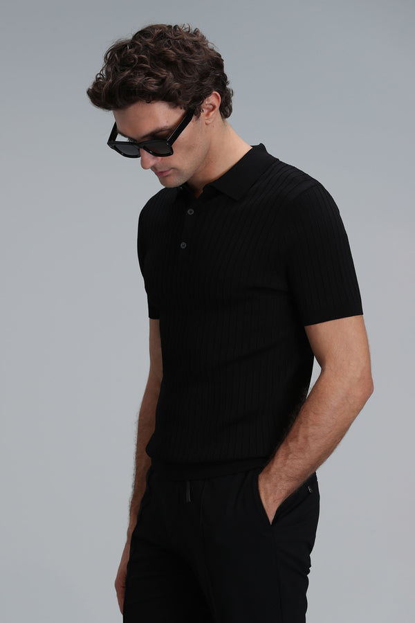 Lufian Minimalist Polo Yaka Kısa Kol Erkek Kazak - Günlük Şıklık