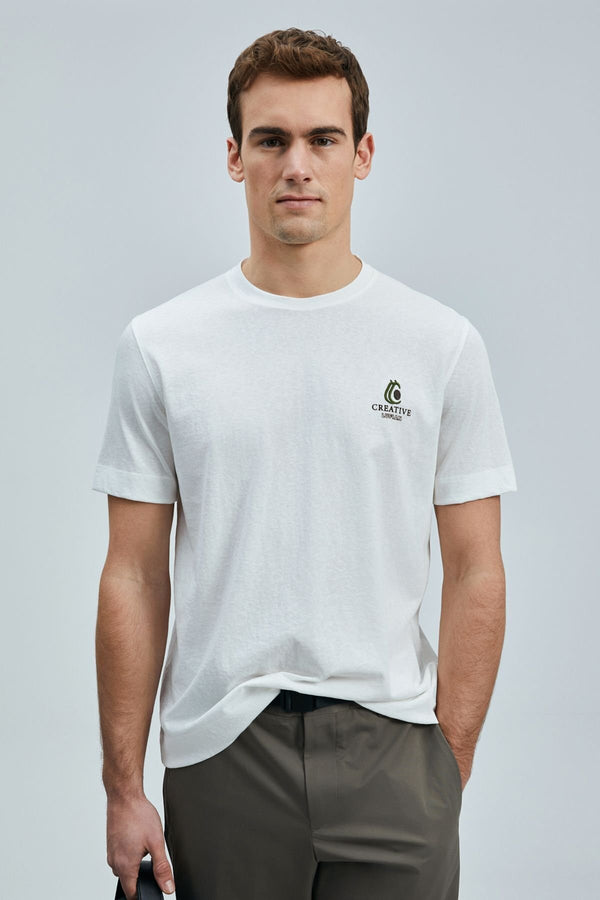 Lufian Minimalist Yuvarlak Yaka Kısa Kol Erkek T-Shirt - Günlük Stil