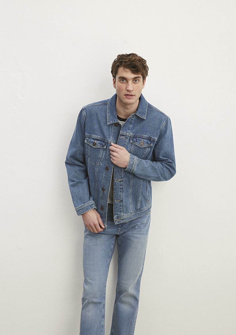 Mavi Erkek Oversize Denim Ceket - Günlük Stil Ana görsel