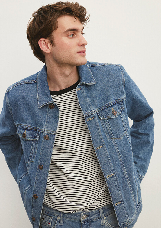Mavi Erkek Oversize Denim Ceket - Günlük Stil