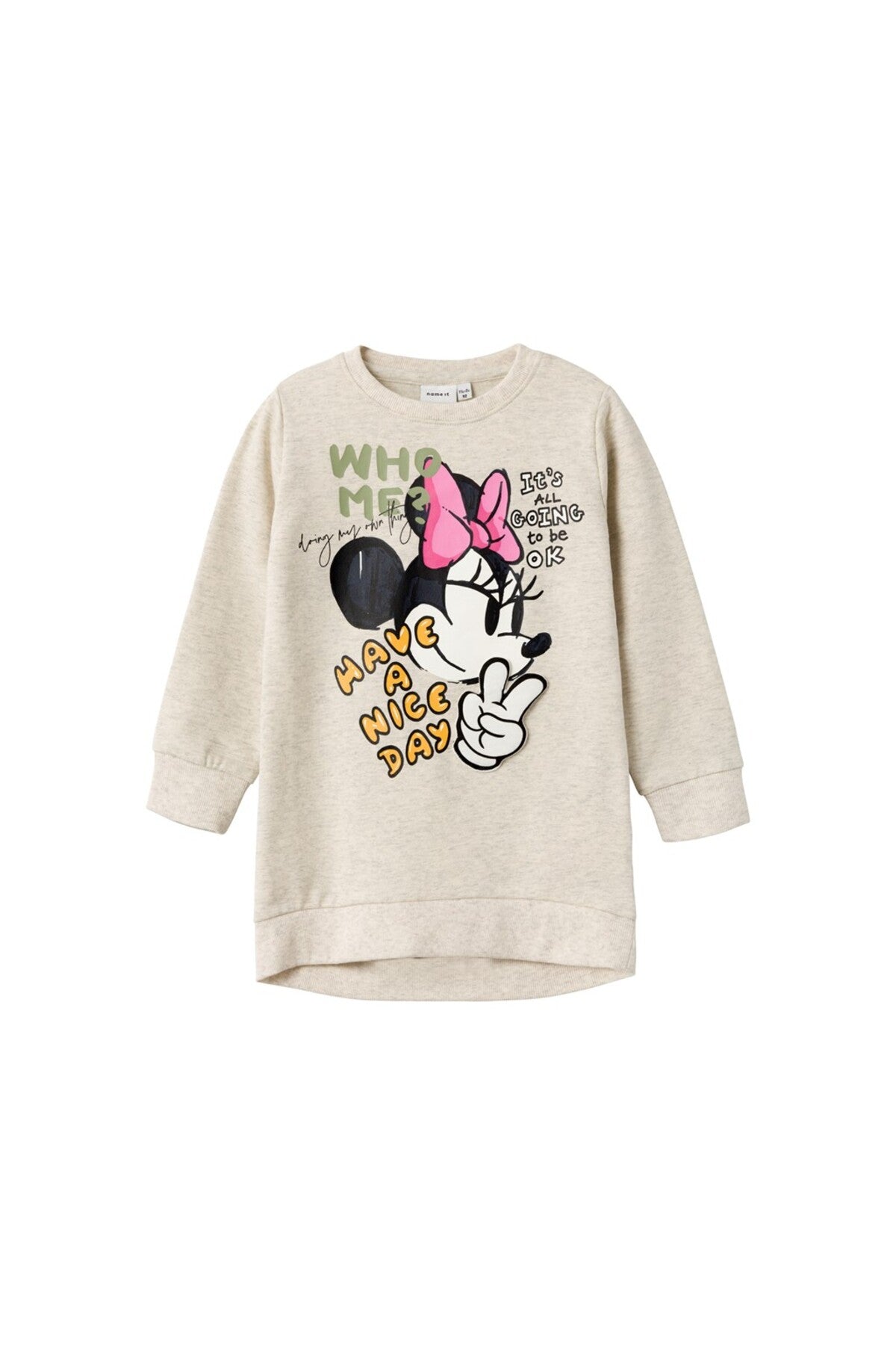 Minnie Mouse Baskılı Oversize Kız Çocuk Sweatshirt-Günlük Kullanım İkincil görsel