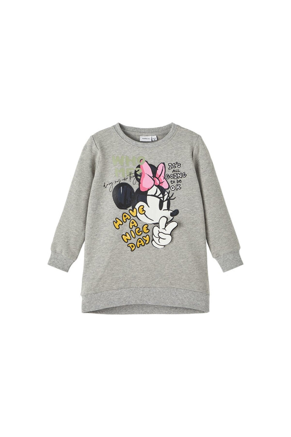 Minnie Mouse Baskılı Oversize Kız Çocuk Sweatshirt-Günlük Kullanım