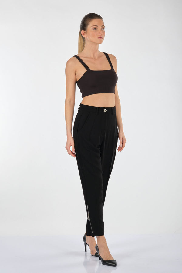 Misswhence Minimalist Yüksek Bel Crop Pantolon - Günlük & Ofis