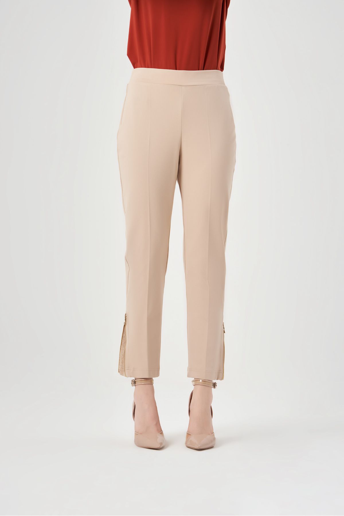 Misswhence Minimalist Yüksek Bel Crop Pantolon - Yan Fermuar Detayı Translation missing: tr.content.product_image_main