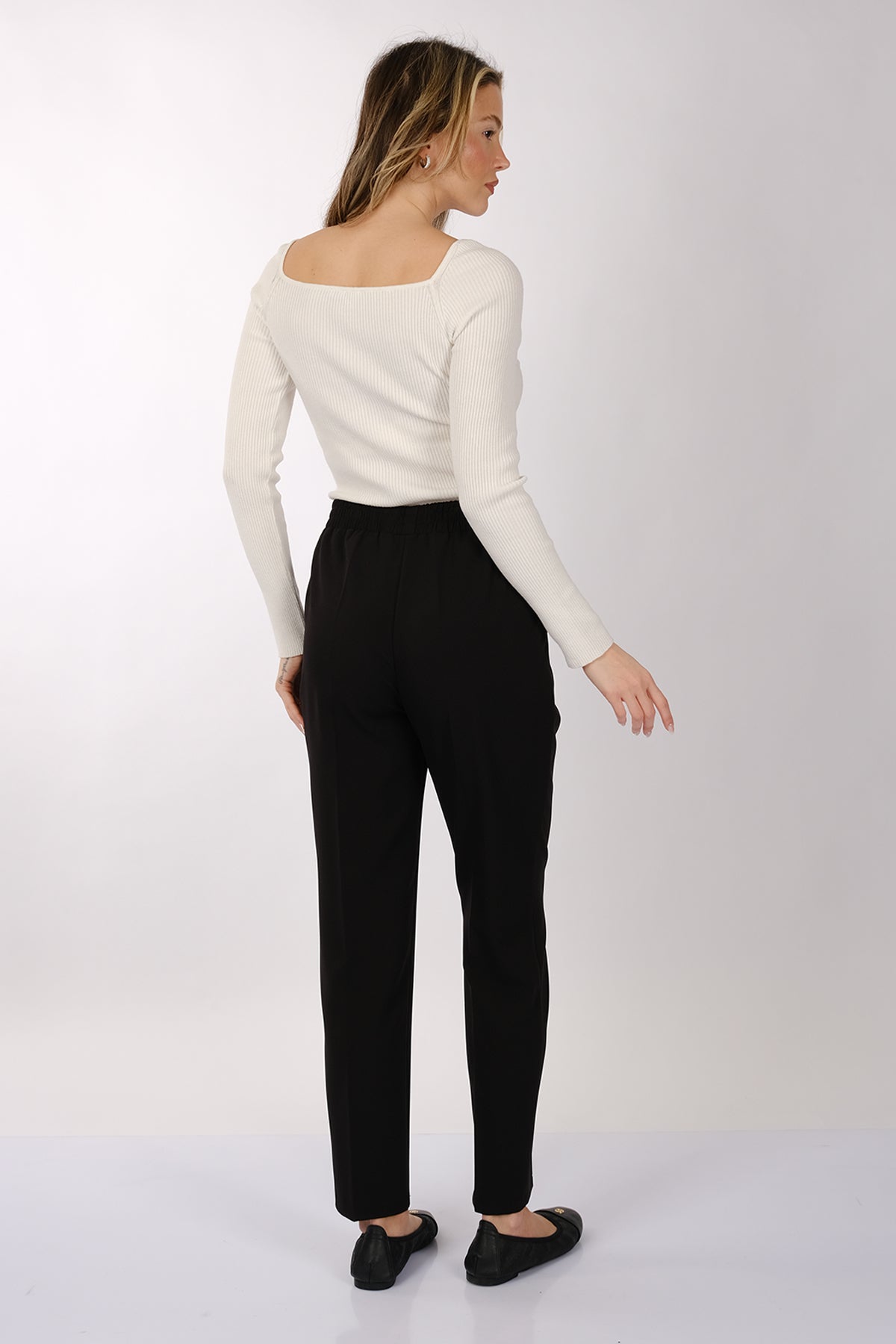 Modiva Kadın Yüksek Bel Regular Fit Pantolon - Minimalist Tarz İkincil görsel