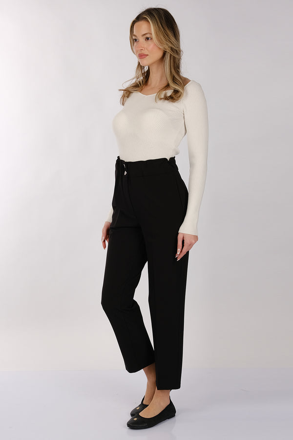 Modiva Minimalist Yüksek Bel Crop Pantolon - Günlük & İş