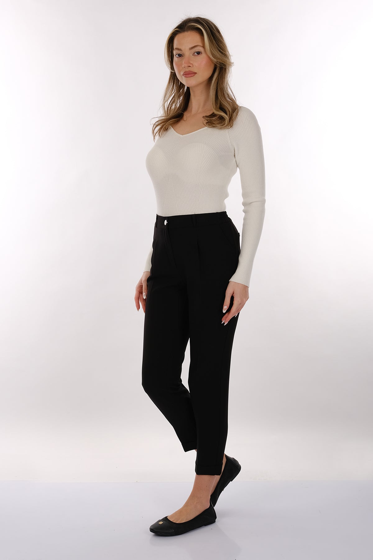 Modiva Minimalist Yüksek Bel Midi Kadın Pantolon - Günlük & Ofis