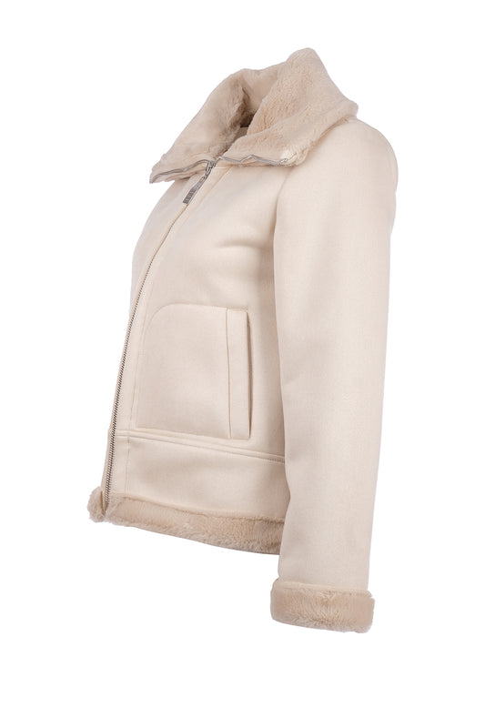 معطف إيكول النسائي ذو الأكمام الطويلة بتصميم بسيط - جاكيت شتوي دافئ وأنيق