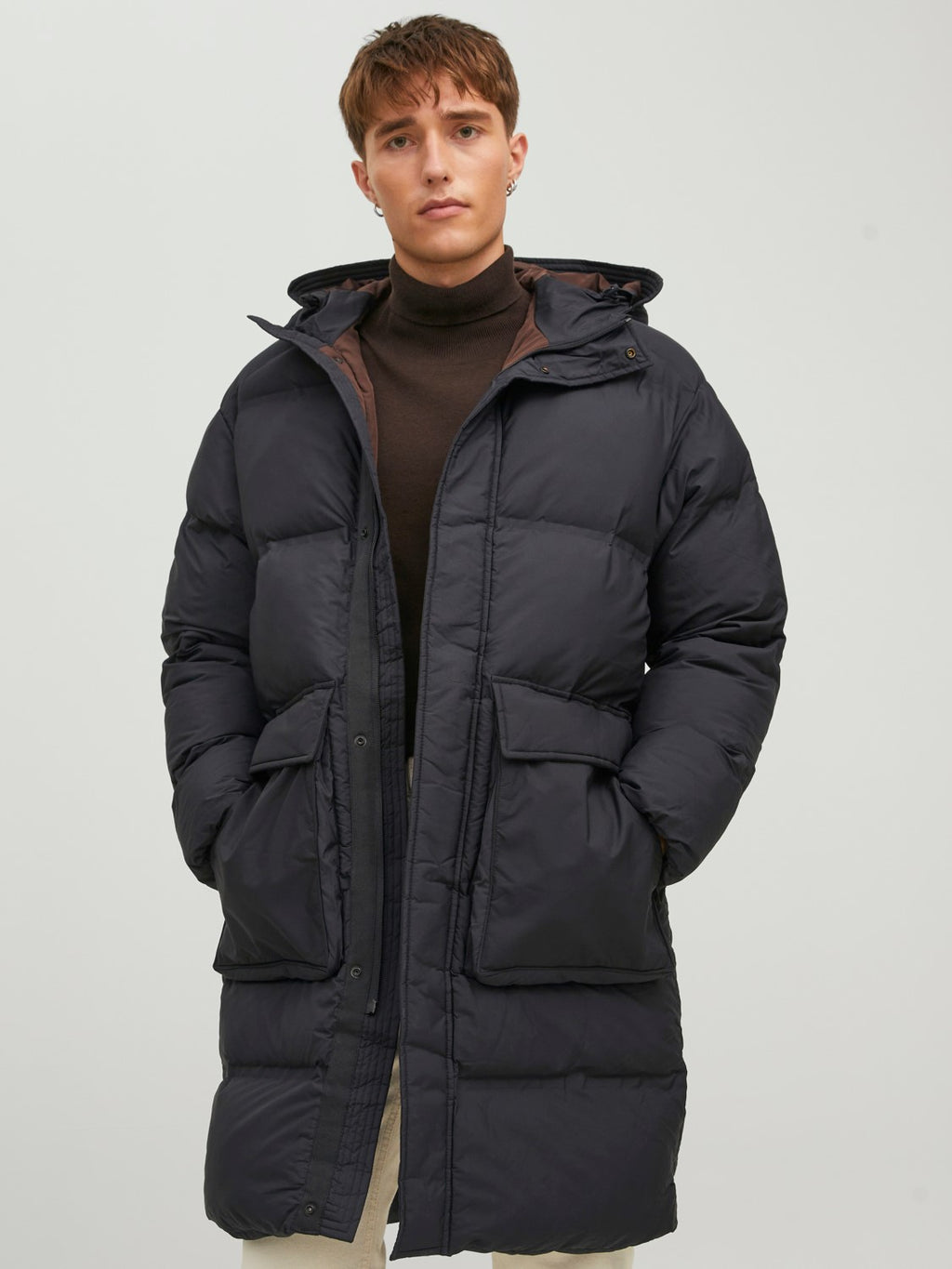 Jack&Jones Oversize Kapüşonlu Uzun Erkek Kışlık Mont - Minimalist