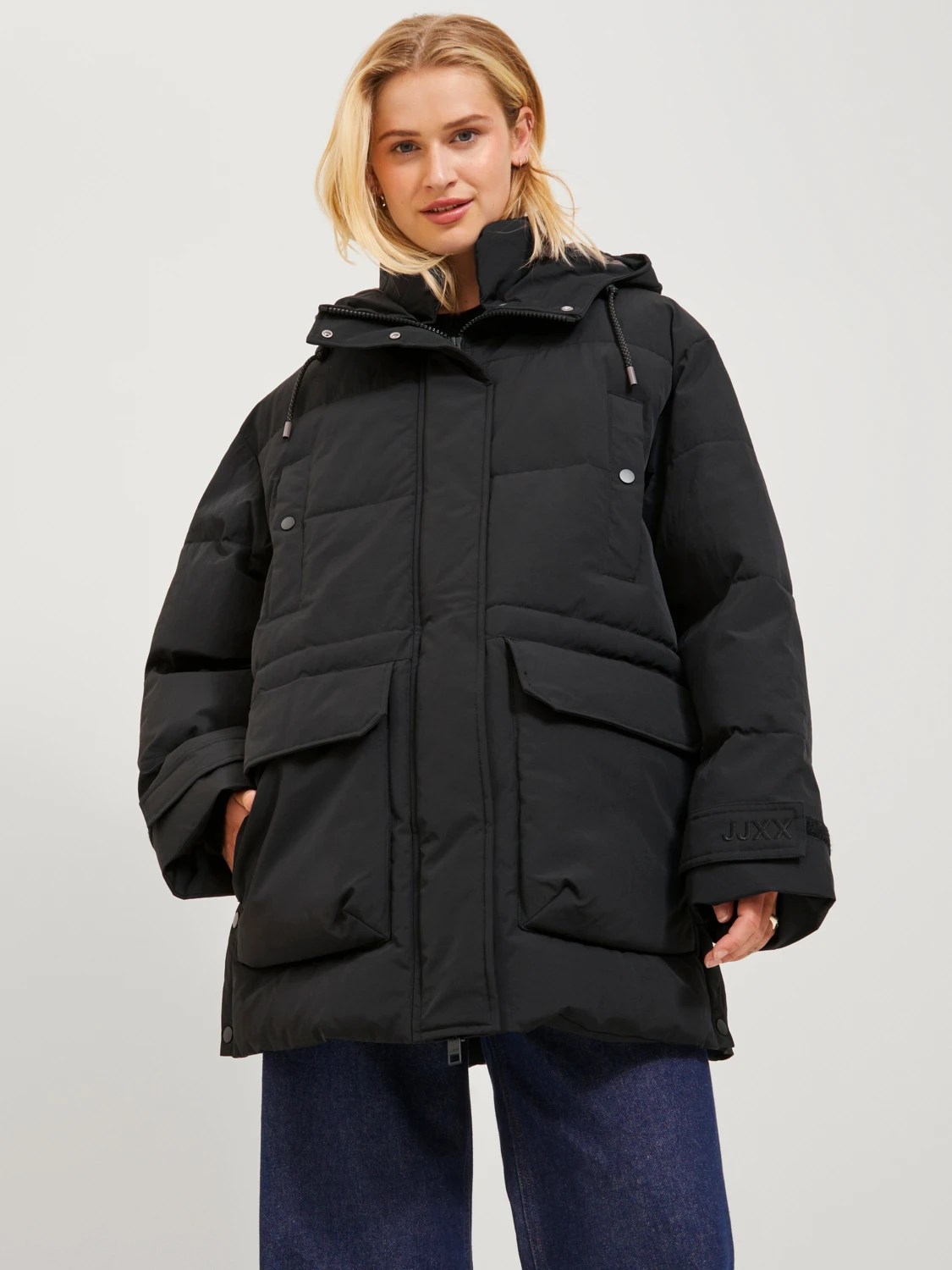 Jack&Jones JJXX Oversize Kapüşonlu Midi Pardesü - Günlük Kışlık Translation missing: ar.content.product_image_main