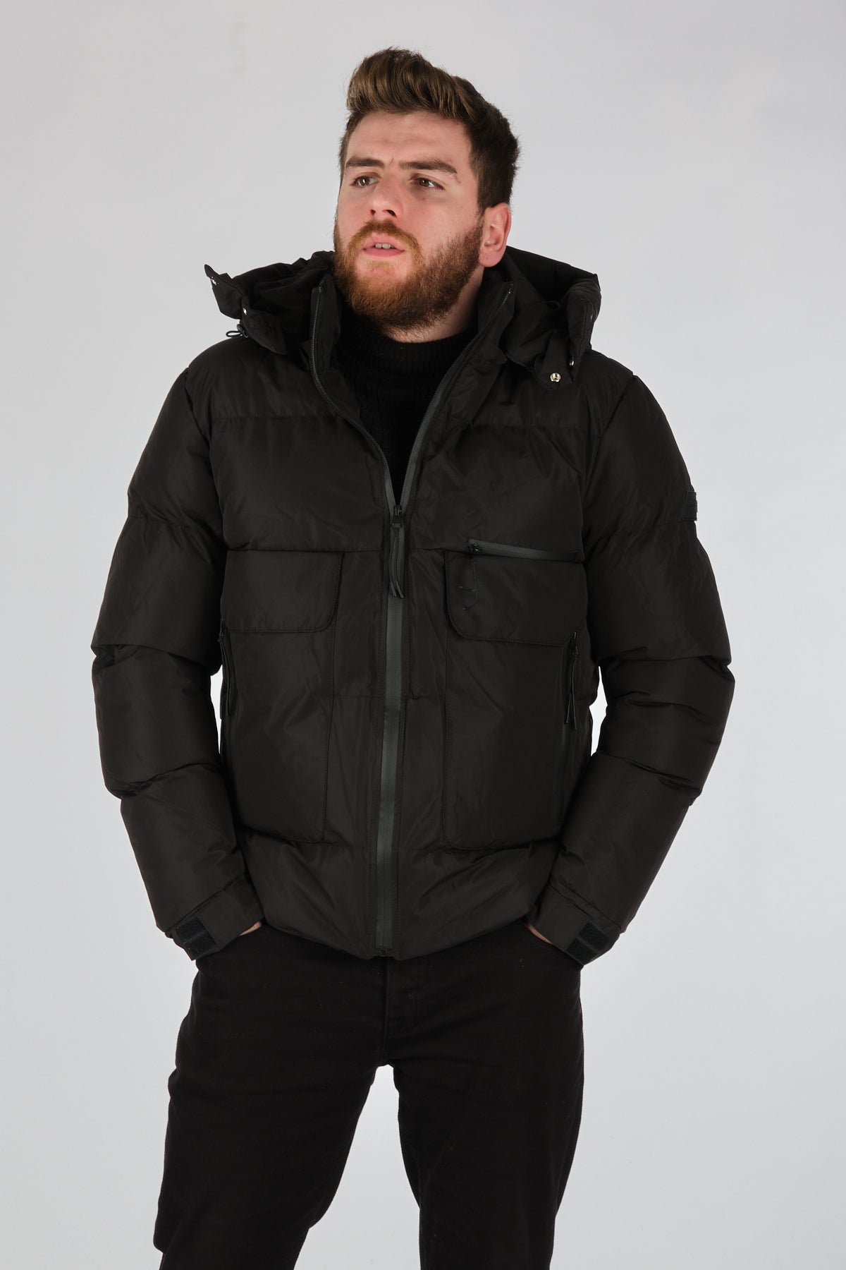Rugu Erkek Oversize Kapüşonlu Kışlık Mont - Minimalist Tarz Translation missing: tr.content.product_image_main