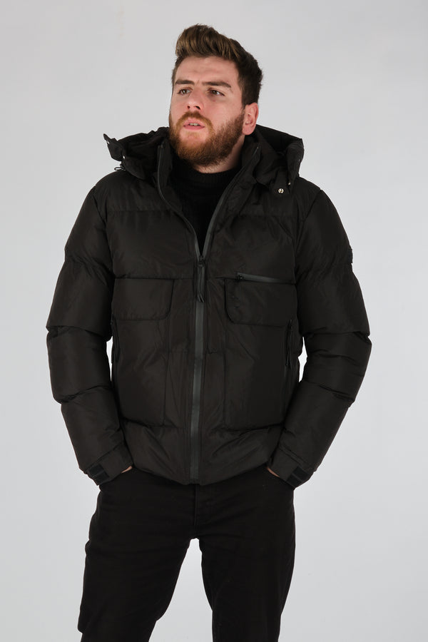 Rugu Erkek Oversize Kapüşonlu Kışlık Mont - Minimalist Tarz