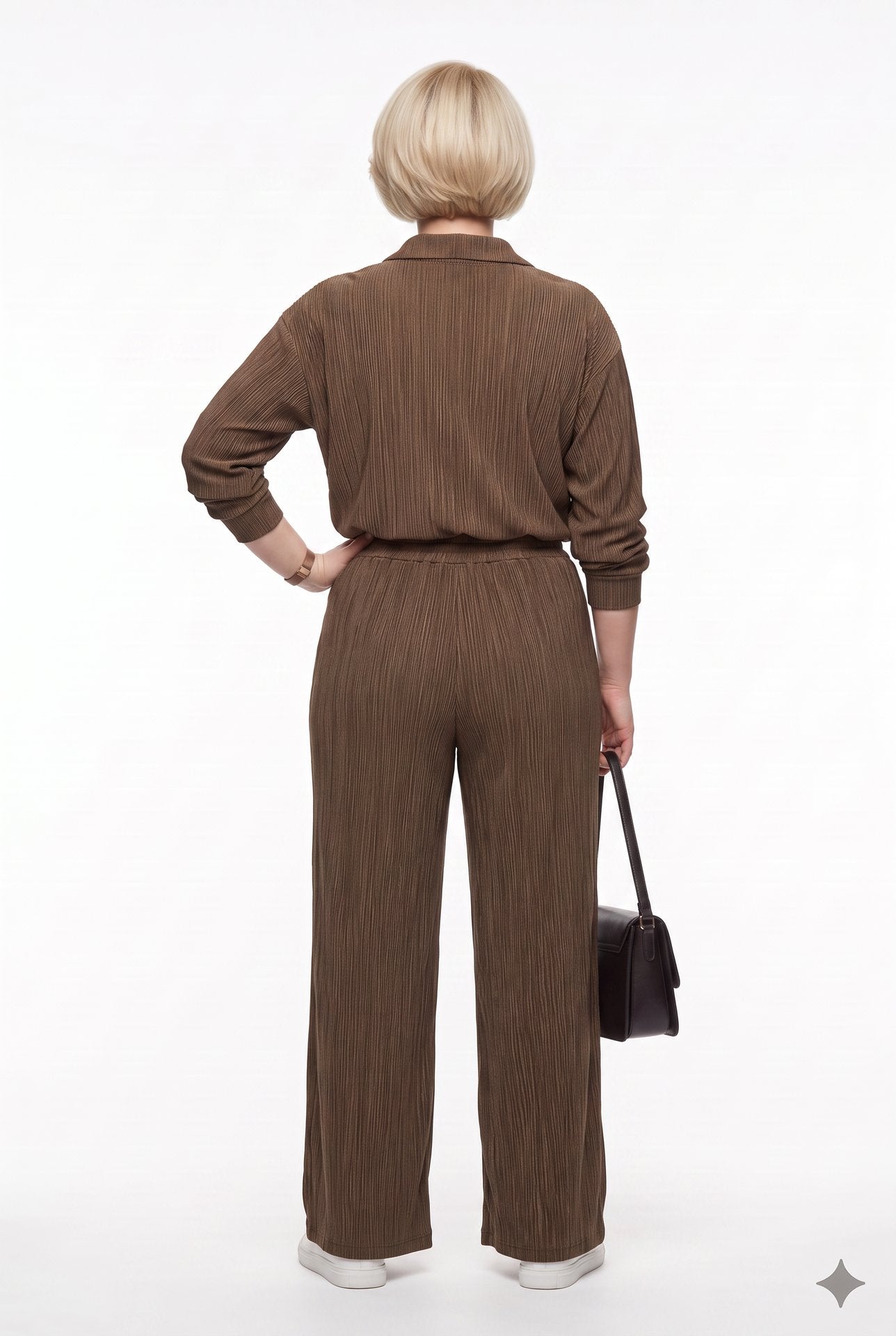 Müsemma Kadın Oversize Gömlek Yaka Midi Takım - Günlük Şıklık