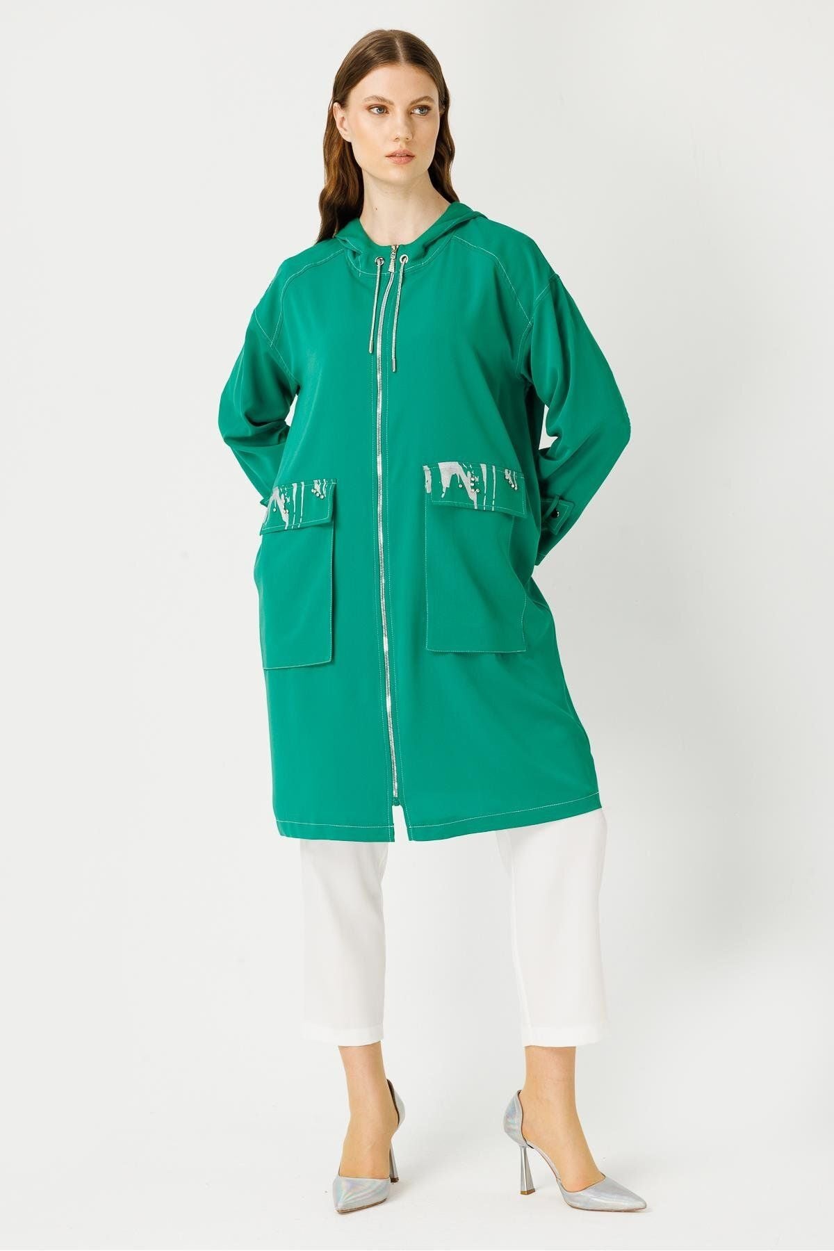 Müsemma Oversize Kapüşonlu Midi Kadın Kap - Günlük Şıklık Ana görsel