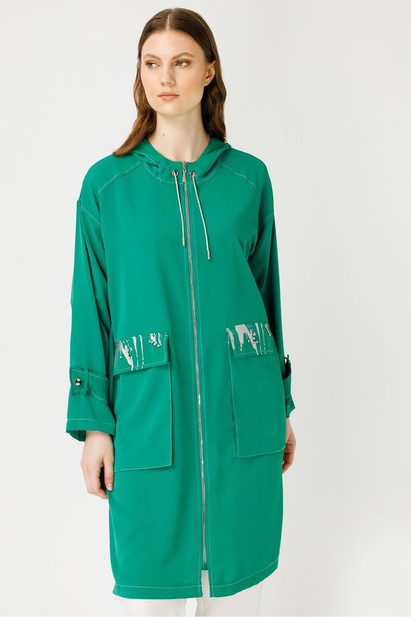 Müsemma Oversize Kapüşonlu Midi Kadın Kap - Günlük Şıklık