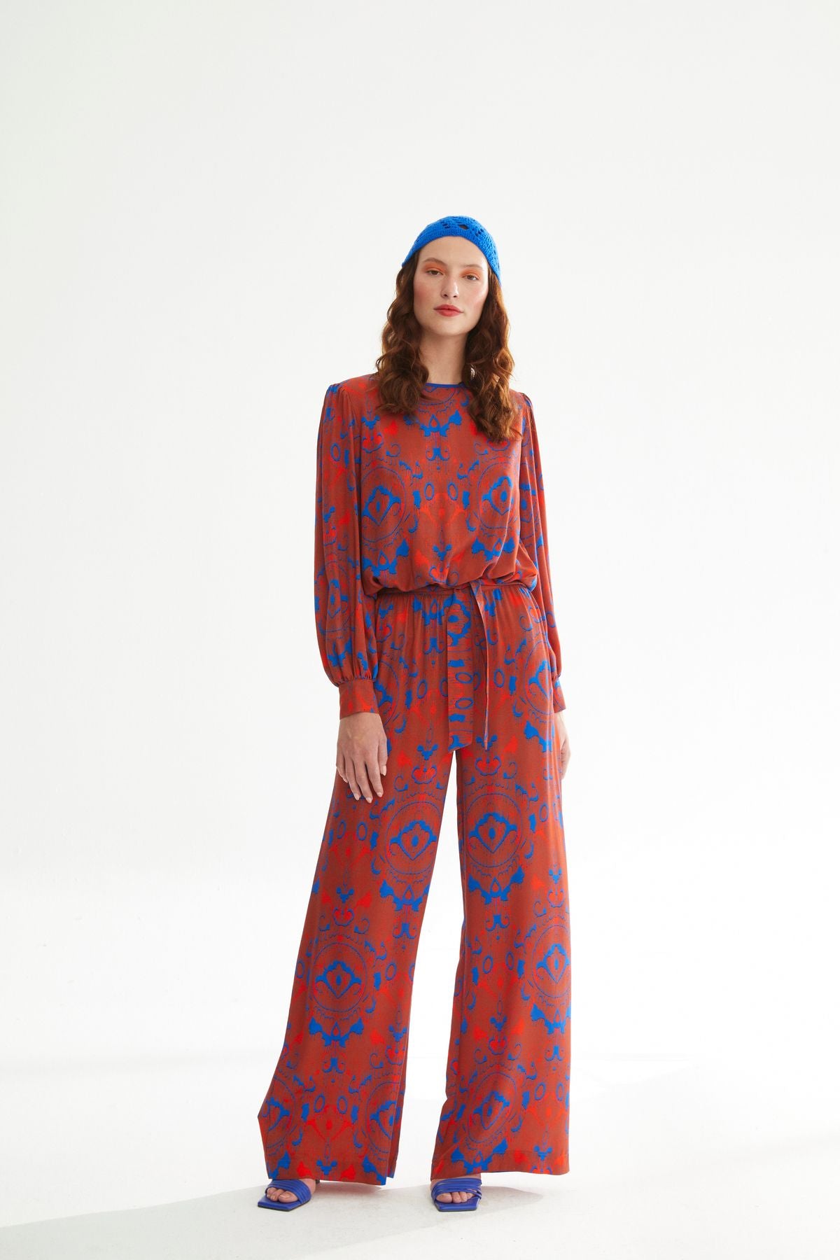 Naar Oversize Uzun Kol Midi Kadın Pantolon - Bohemian Desenli Translation missing: ar.content.product_image_main