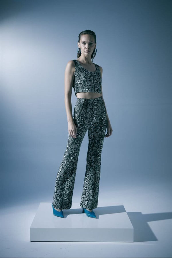Naar Minimalist Crop Yılan Desenli Kadın Pantolon - Günlük & Şık