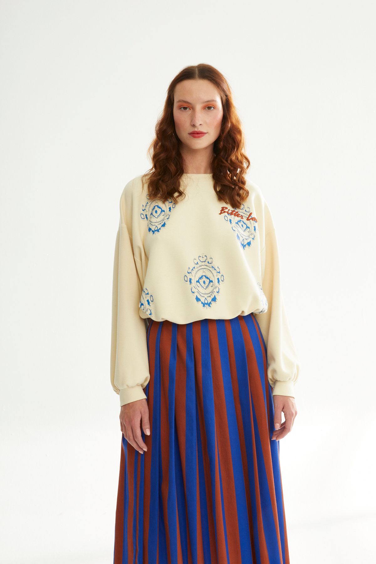 Naar Oversize Desenli Kadın Sweatshirt - Minimalist & Rahat Günlük
