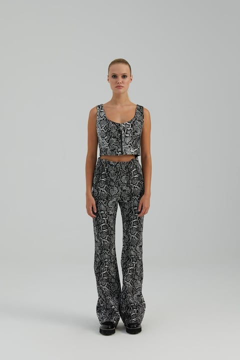 Naar Minimalist Crop Yılan Desenli Kadın Pantolon - Günlük & Şık