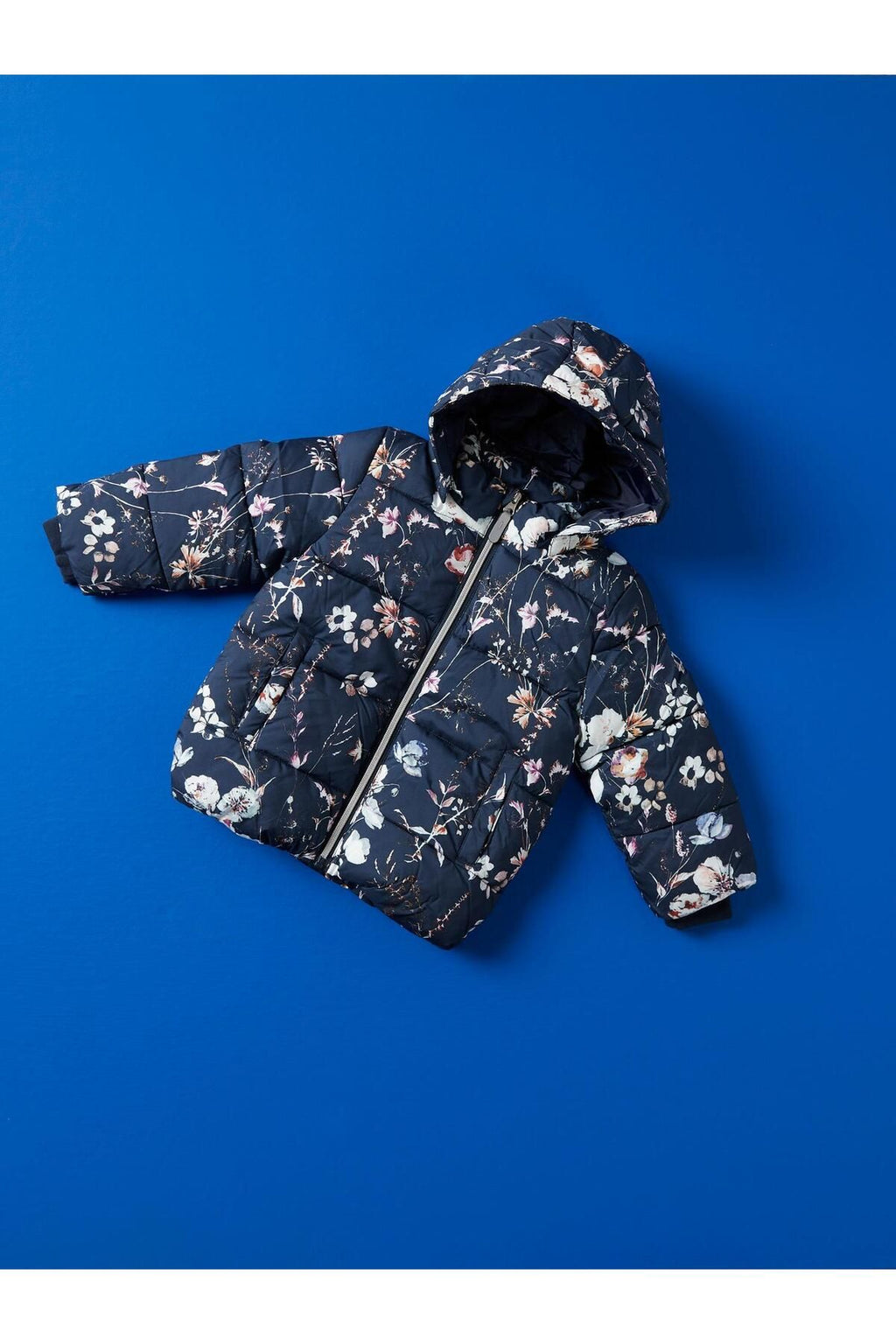 Name It Çiçekli Oversize Kız Çocuk Kabanı - Kapüşonlu