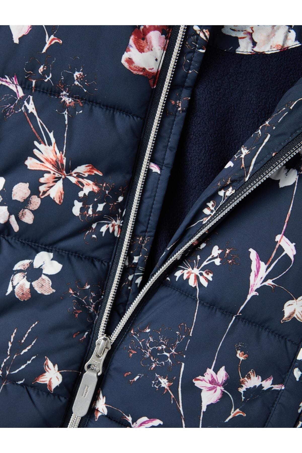 Name It Çiçekli Oversize Kız Çocuk Kabanı - Kapüşonlu