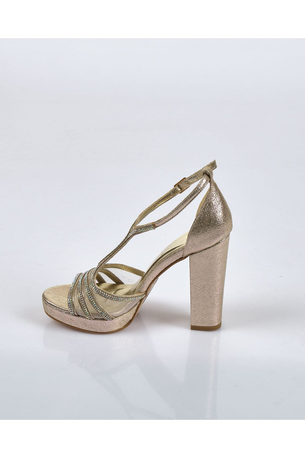 Natty Shoes Kalın Topuk Metalik Kadın Sandalet - Şık Tasarım