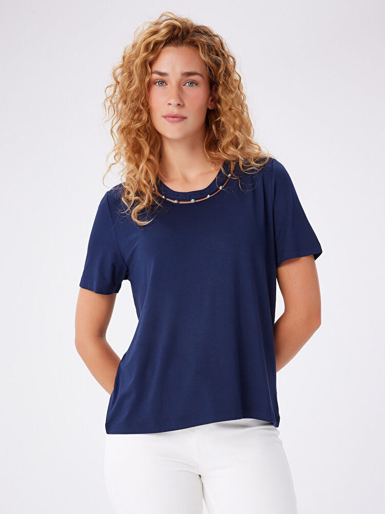 Nazar Boncuk Detaylı Kısa Kol T-Shirt UW27TSH090 İkincil görsel