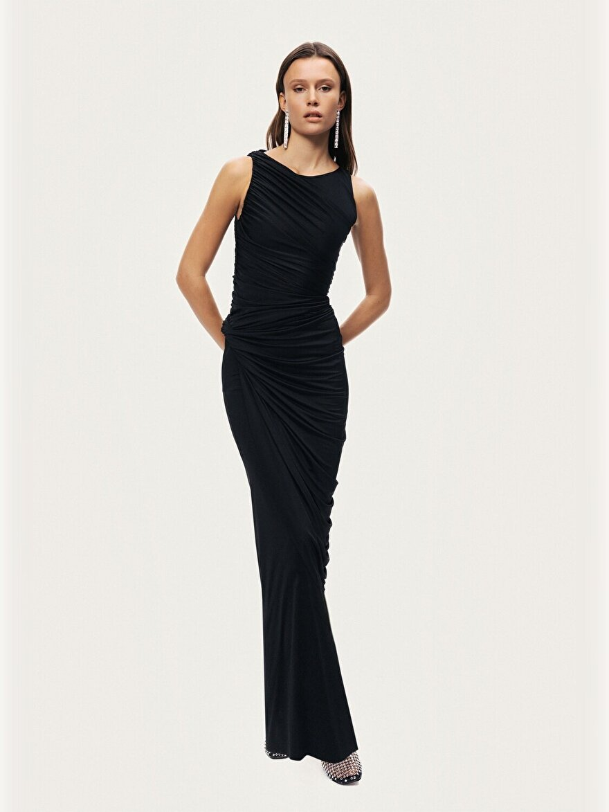 Nocturne Burgu Ve Drape Detaylı Maxi Elbise N26YN2778 Ana görsel