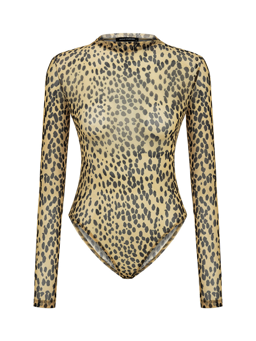 Nocturne Minimalist Leopar Desenli Uzun Kol T-Shirt - Günlük & Şık Translation missing: ar.content.product_image_main