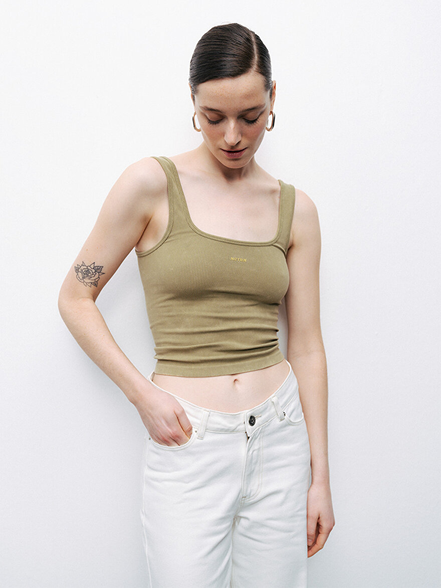 Nocturne Minimalist İnce Askılı Ribana Kadın Crop Top Translation missing: ar.content.product_image_main