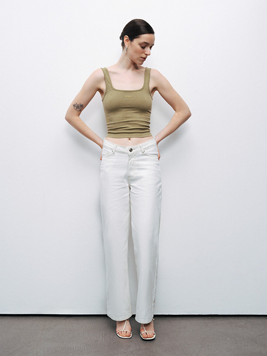 Nocturne Minimalist İnce Askılı Ribana Kadın Crop Top Translation missing: ar.content.product_image_secondary