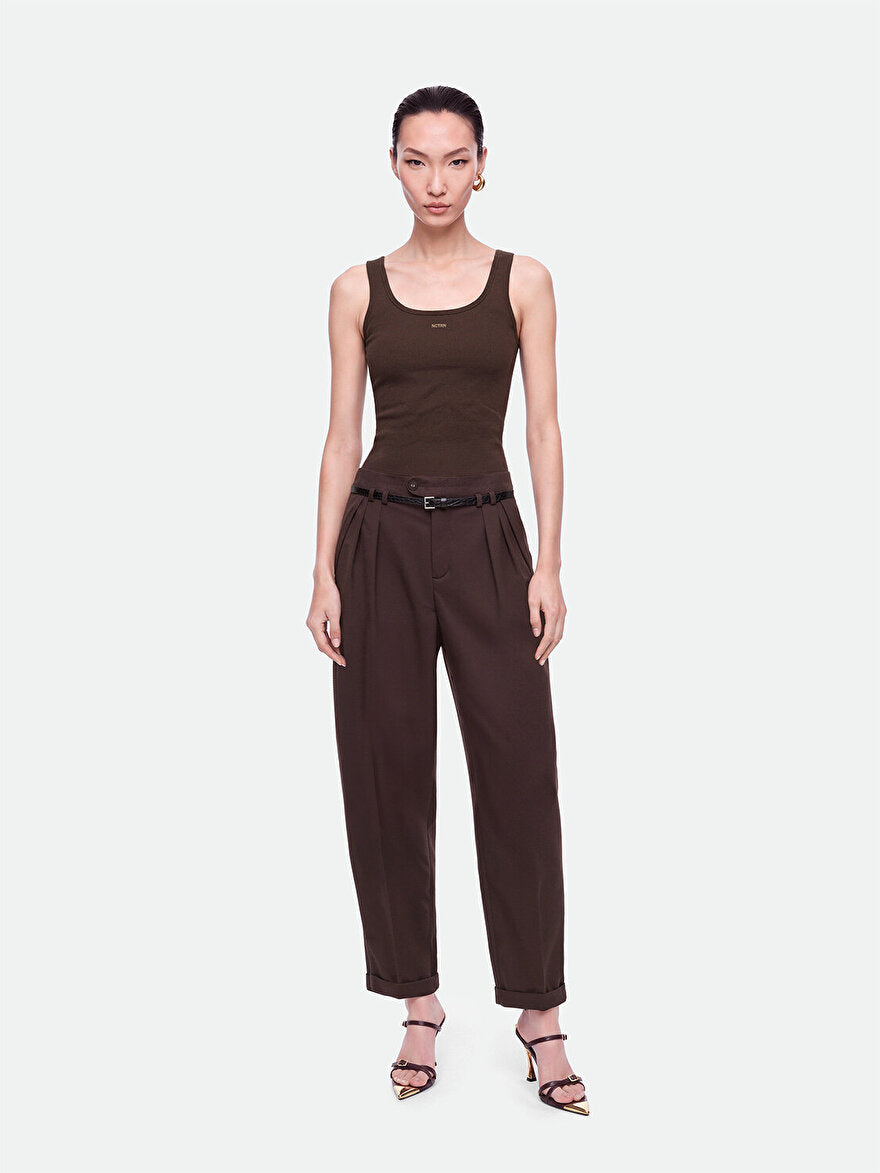 Nocturne Kadın Fitilli Kare Yaka Crop Top Atlet İkincil görsel