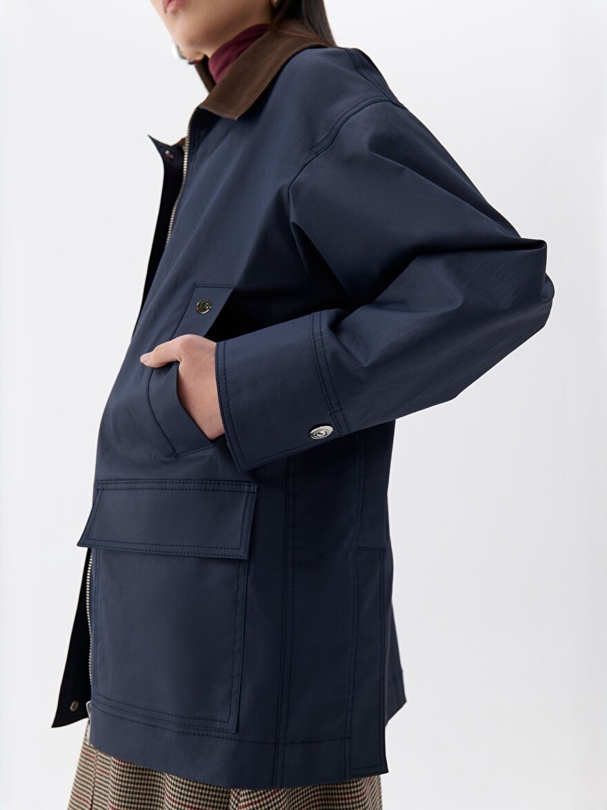 Nocturne Oversize Minimalist Kadın Mont - Midi Boy, Günlük İkincil görsel