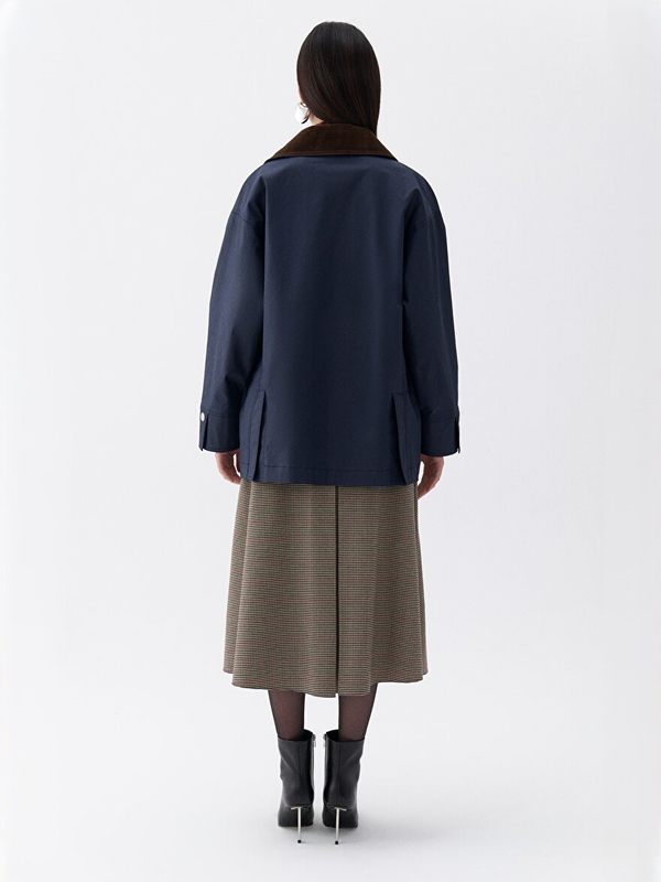 Nocturne Oversize Minimalist Kadın Mont - Midi Boy, Günlük