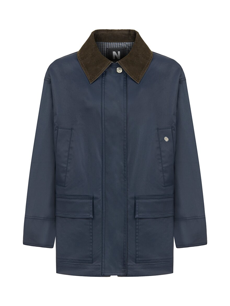 Nocturne Oversize Minimalist Kadın Mont - Midi Boy, Günlük