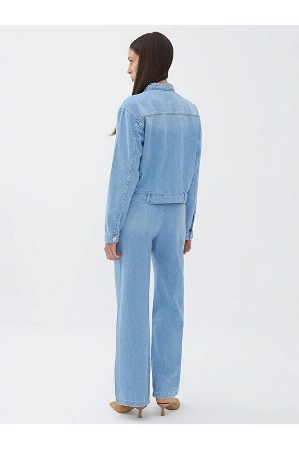 Nocturne Kadın Minimalist Pileli Bol Paça Jean Pantolon - Günlük & Şık