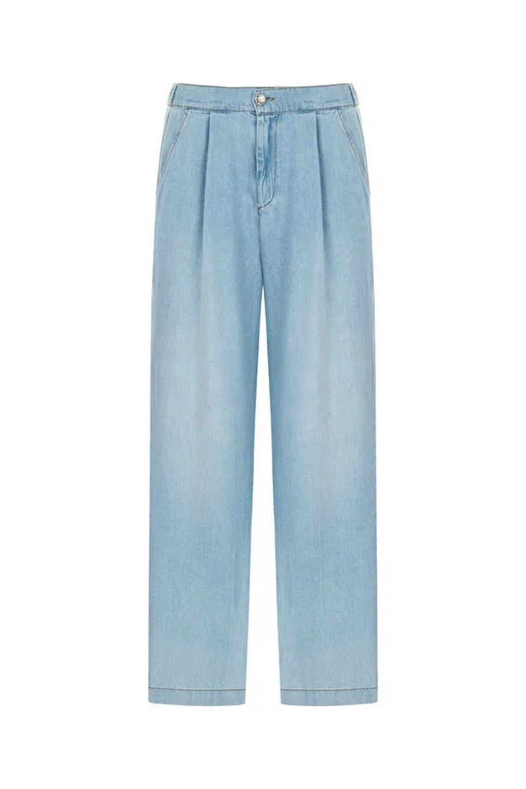 Nocturne Kadın Minimalist Pileli Bol Paça Jean Pantolon - Günlük & Şık