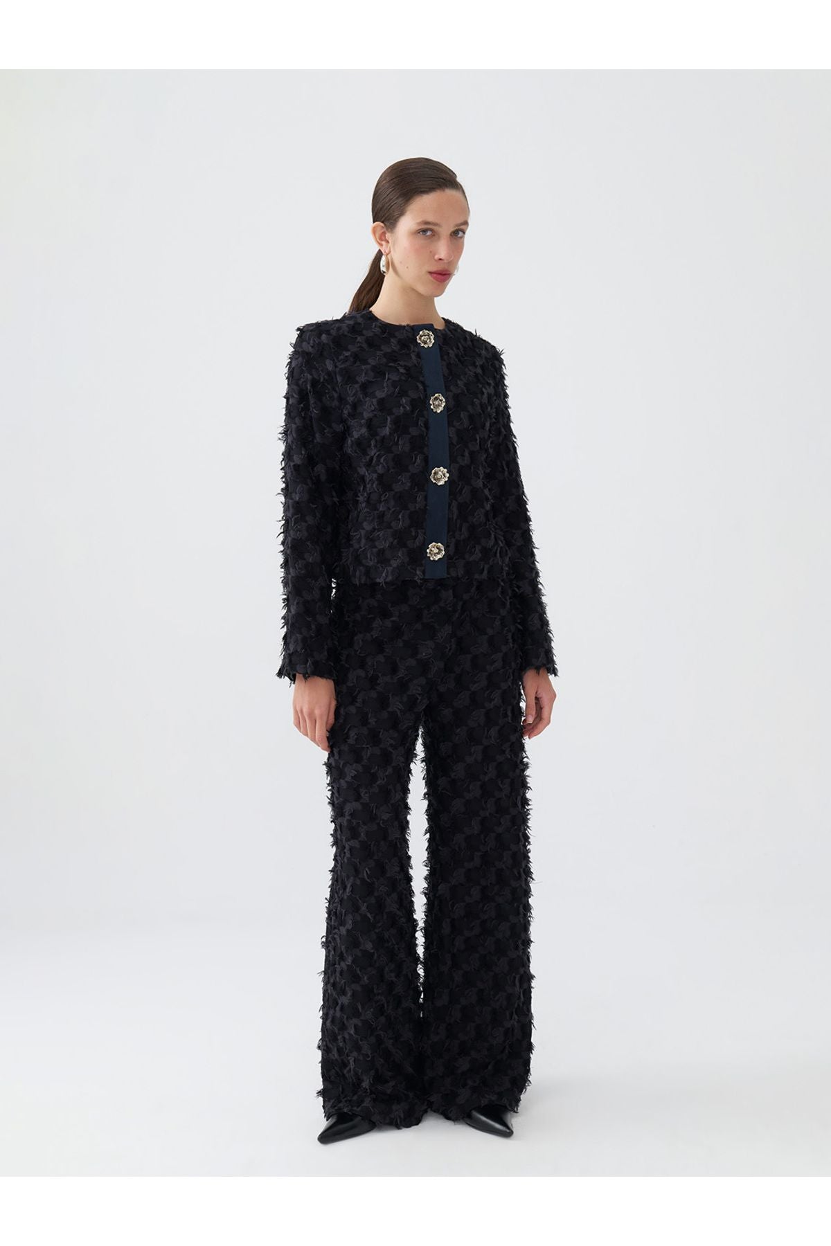 Nocturne Oversize Midi Pantolon - Minimalist, Yüksek Bel, Geniş Paça