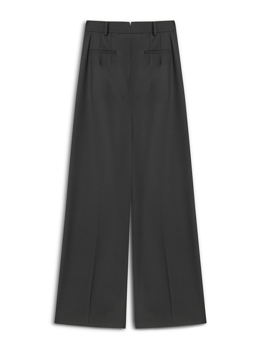 Nocturne Minimalist Yüksek Bel Geniş Paça Midi Kadın Pantolon - Günlük & Ofis