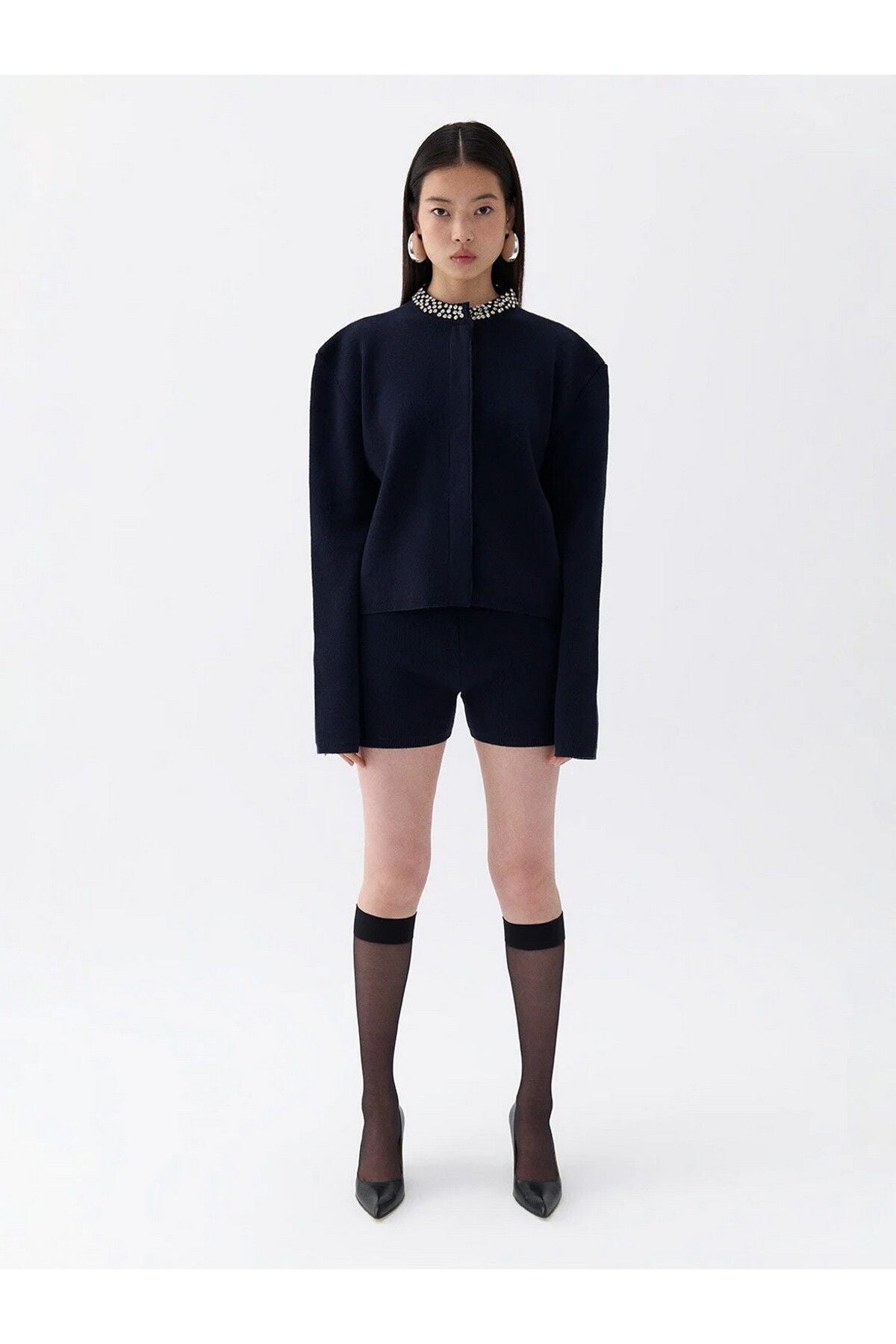 Nocturne Minimalist Oversize Uzun Kol Crop Triko - Trend Tasarım Translation missing: ar.content.product_image_main