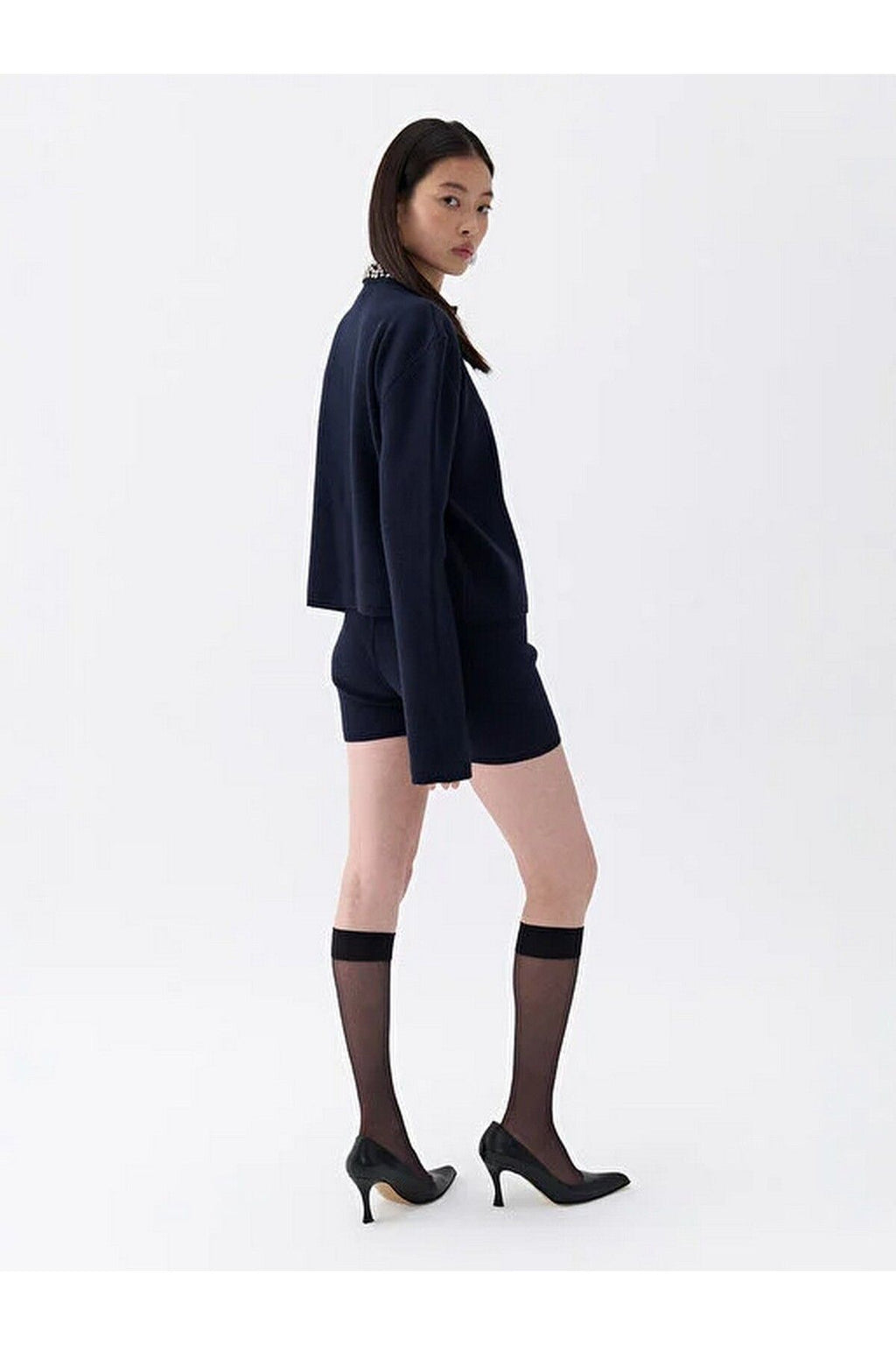 Nocturne Minimalist Oversize Uzun Kol Crop Triko - Trend Tasarım