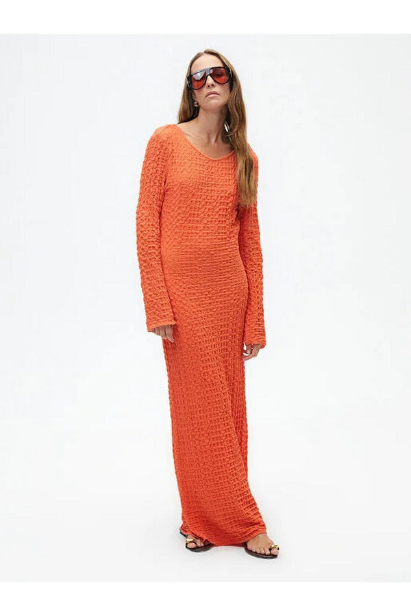 Nocturne Oversize Maxi Elbise - Uzun Kol - Minimalist Stil